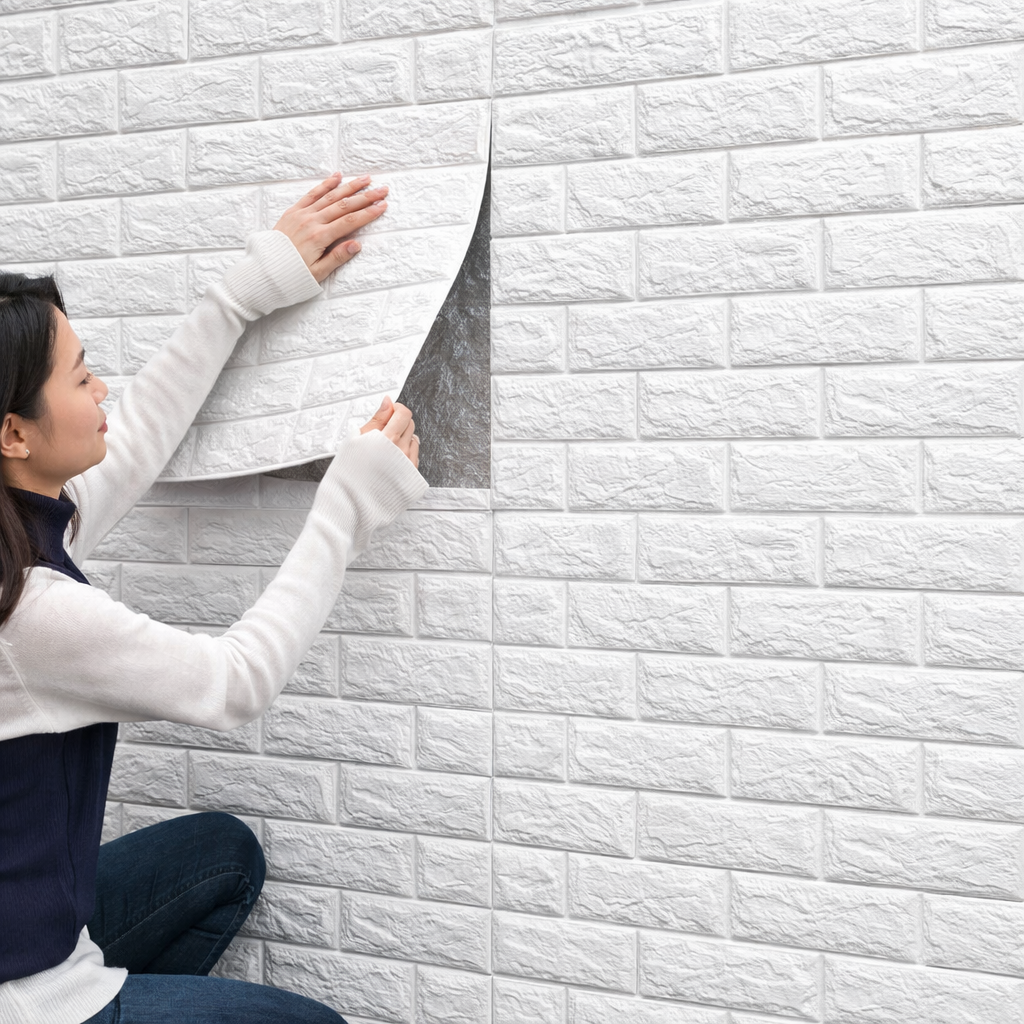 Placa Autoadhesiva Revestimiento Pared Interior, color blanco (pack 10 Un).